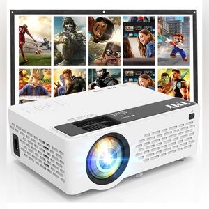 Mini Projector, Upgraded Bluetooth Projector with Screen